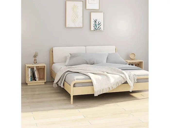 Mesitas de noche 2 unidades madera maciza de pino 40x30x40 cm