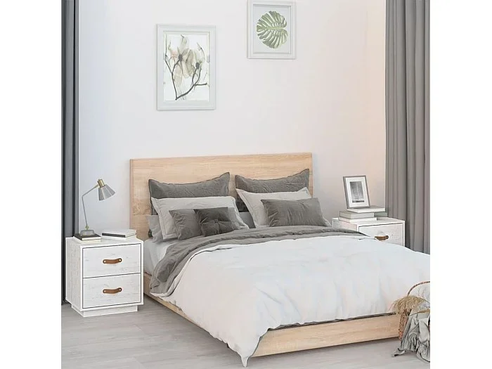 Mesitas de noche 2 unidades madera maciza pino blanco 40x34x45 cm