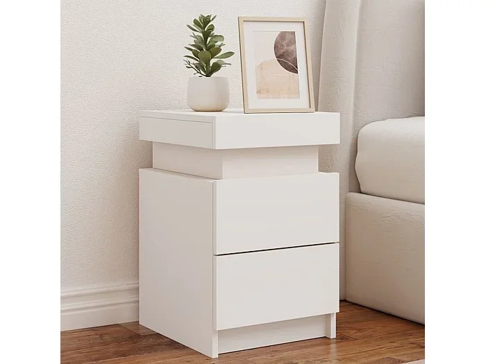 Mesitas de noche con luces LED 2 unidades blanco 35x39x55 cm ES153865