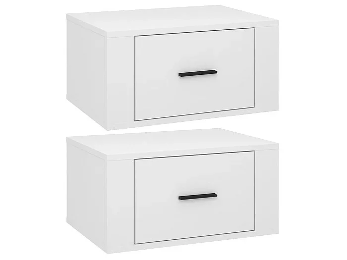 Mesitas de noche de pared 2 uds Blanco brillo 50x36x25 cm