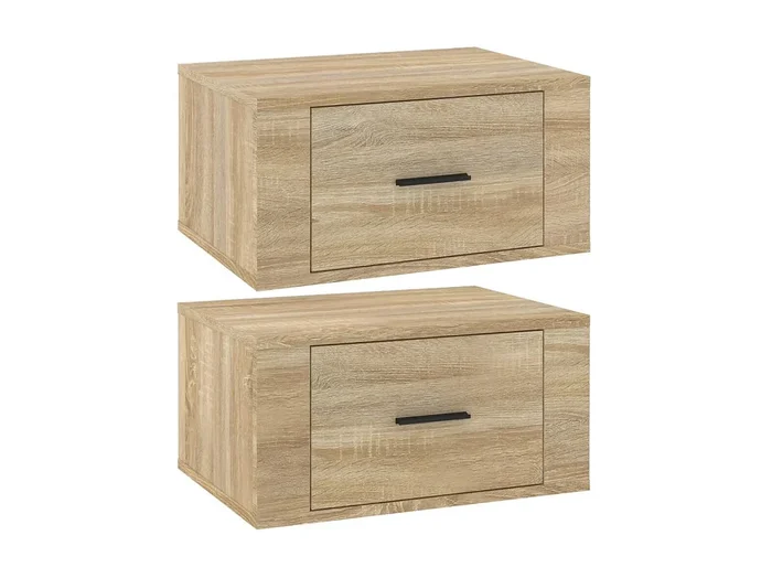 Mesitas de noche de pared 2 uds roble Sonoma 50x36x25 cm