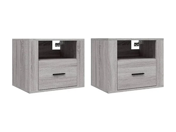 Mesitas de noche de pared 2 uds Sonoma gris 50x36x40 cm
