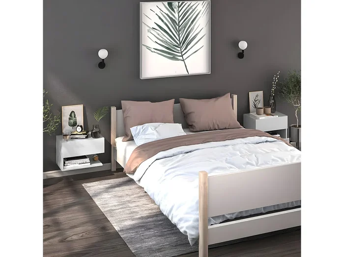 Mesitas de noche de pared 2 unidades blanca