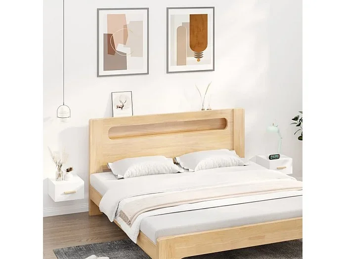 Mesitas de noche de pared 2 unidades blanco 35x35x20 cm