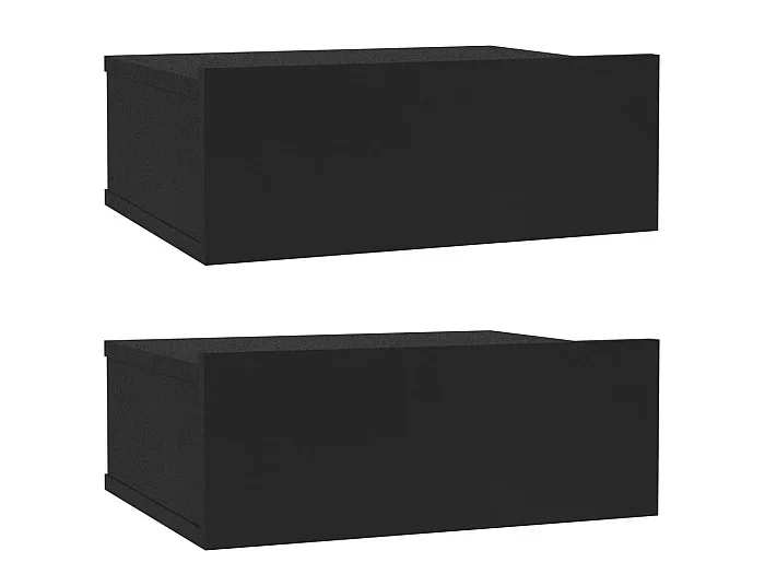 Mesitas de noche flotantes 2 uds Negro 40x30x15 cm