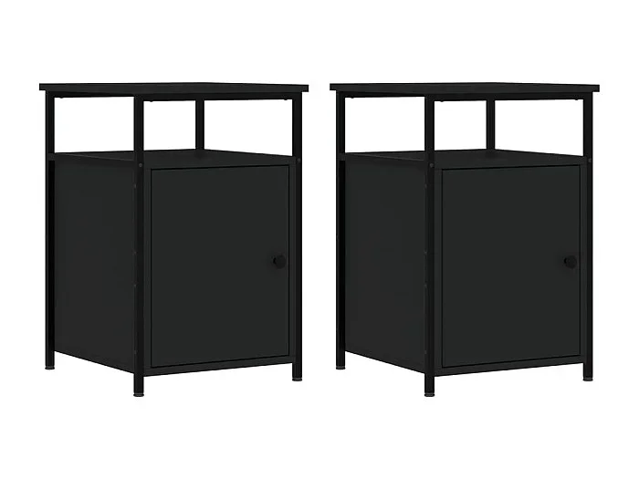 Mesitas de noche Mesilla de noche 2 uds madera contrachapada negro 40x42x60 cm
