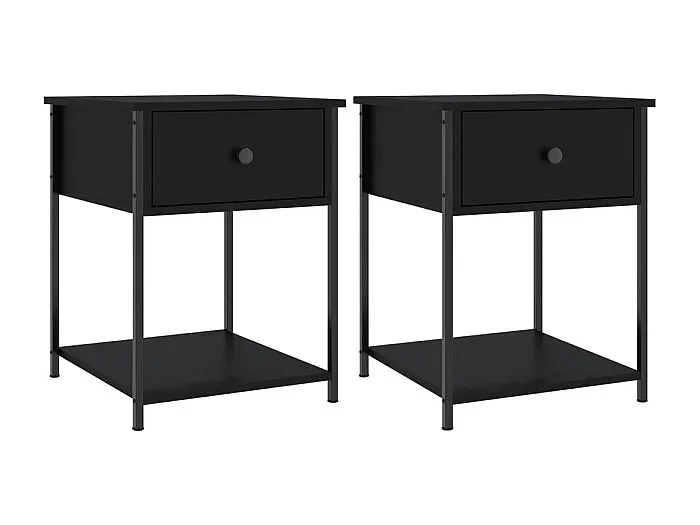 Mesitas de noche Mesilla de noche 2 uds madera de ingeniería negro 44x45x58 cm