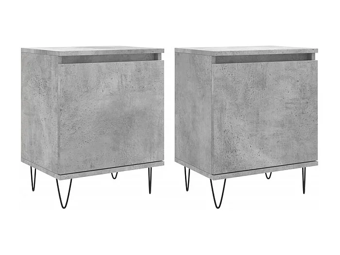Mesitas de noche Mesilla de noche 2 uds madera gris hormigón 40x30x50 cm