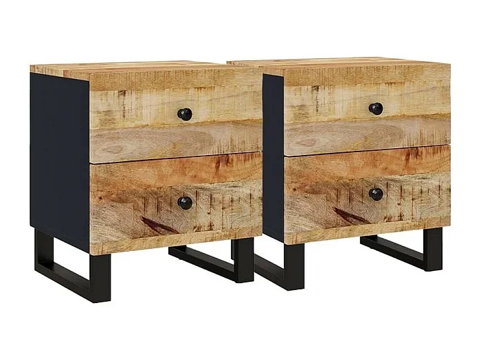Mesitas de noche Mesilla de noche 2 uds madera maciza de mango 40x33x46 cm