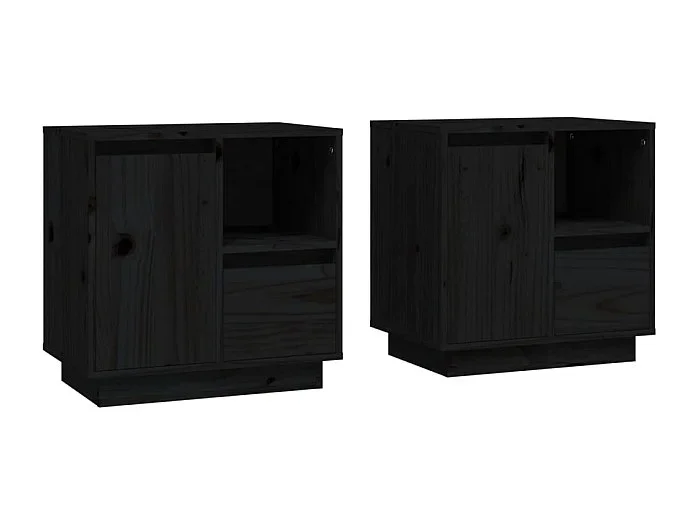 Mesitas de noche Mesilla de noche 2 uds madera maciza de pino negro 50x34x50 cm