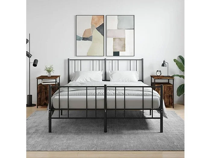 Mesitas noche 2 unidades madera contrachapada roble humo 40x42x60 cm