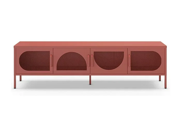 Meuble TV 4 portes en métal terracotta 180 cm – Inoa