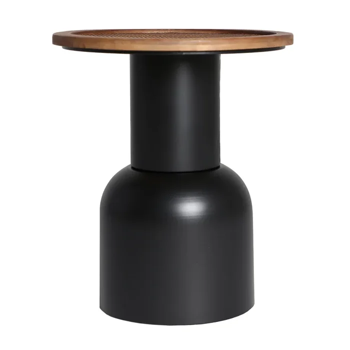 Meysse Mesa Auxiliar, de Madera de Abeto, en color Negro/Natural, de 40x40x4 – Lastdeco