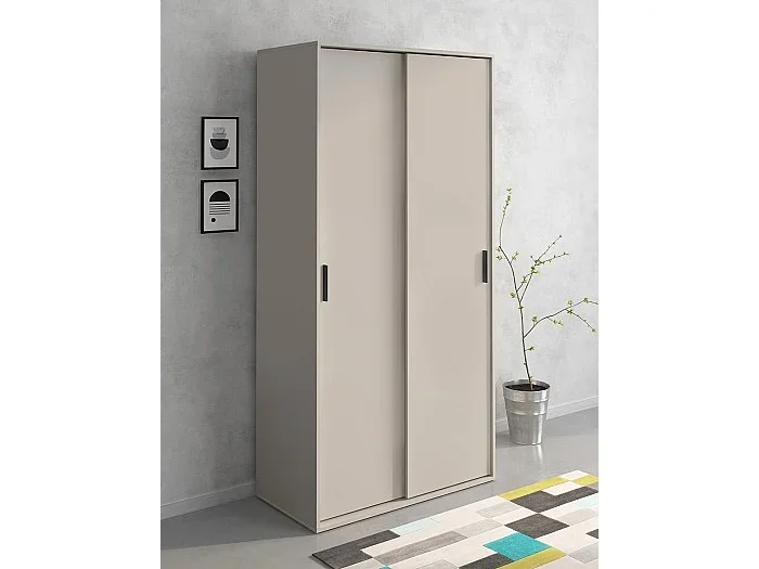 Meyvaser Armario ropero para dormitorio con 2 puertas correderas Color Beige 200x100x50 Cm