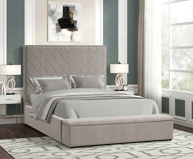 Mio Velvet Grey King Bed