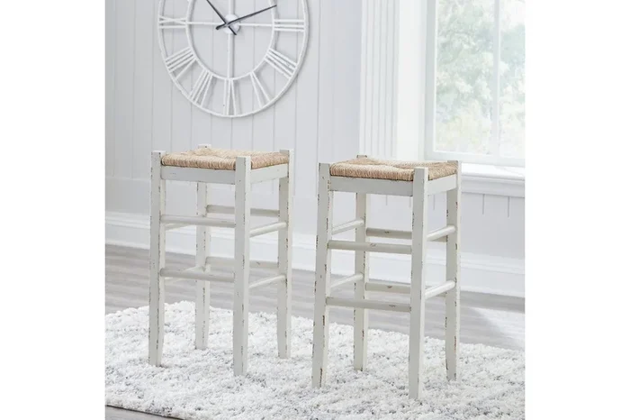 Mirimyn White Bar Height Barstool, Set of 2