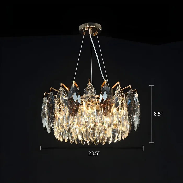 Moderna Luminaria de Araña de Cristal Claro Lámpara Colgante Circular para Sala de Estar – 220 A 240 V Transparente 59,69 cm