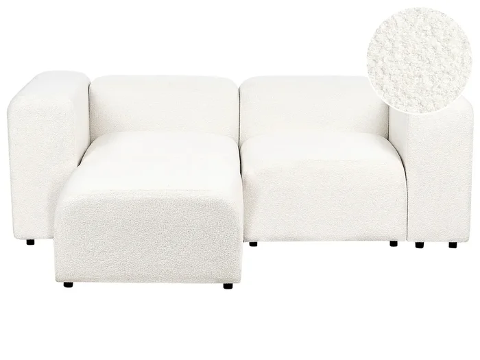 Modular Sofa 2 Seater FALSTERBO Boucle White with Ottoman