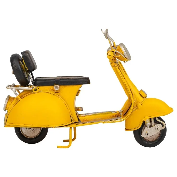Motocicleta de metal en un amarillo brillante mide 17x7x11h cm