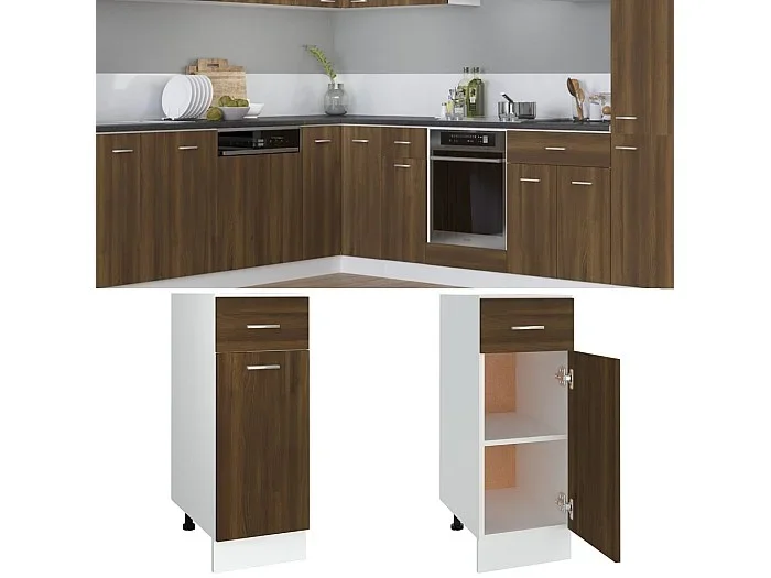 Mueble de suelo con cajón Roble marrón 30x46x81,5 cm