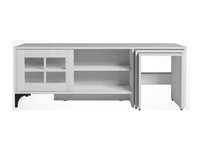 Mueble de TV – 150 cm x 54 cm x 42 cm – Blanco – Tablero de partículas recubierto de melamina