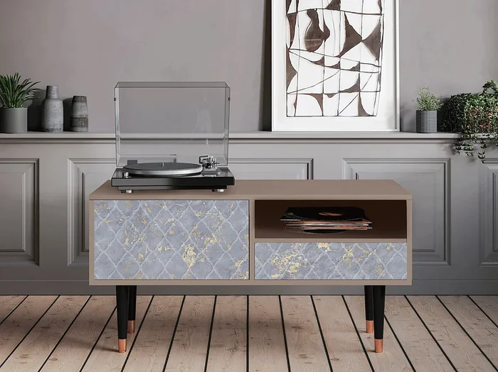 Mueble de TV – 115х59х48 cm – T3 – Golden Smoke, Latte