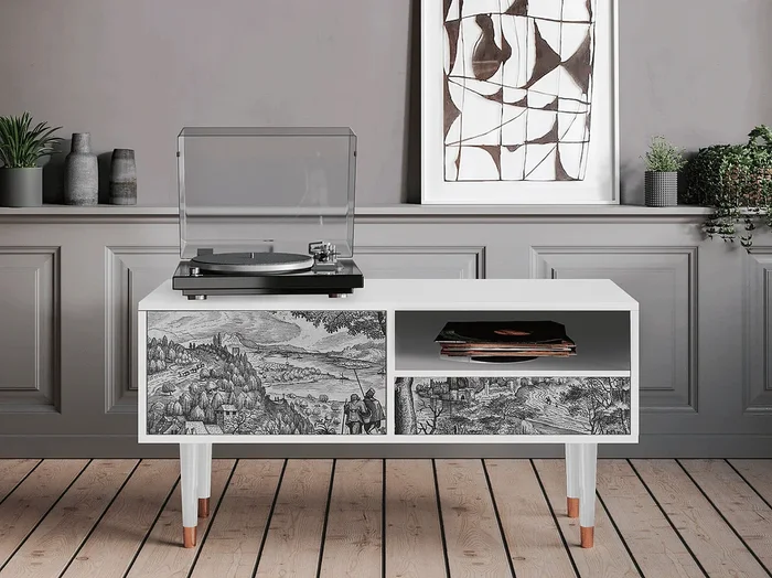 Mueble de TV – 115х59х48 cm – T3 – Milites Requiescentes, Blanco