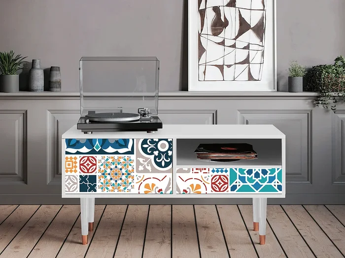 Mueble de TV – 115х59х48 cm – T3 – Moroccan Market, Blanco