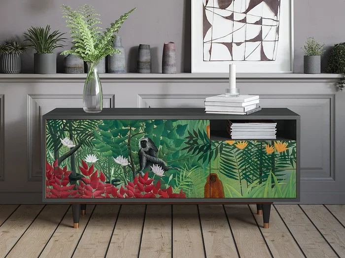 Mueble de TV – 125х56х41 cm – T7 – Jungles in Paris, Antracita