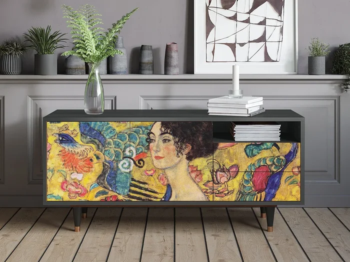 Mueble de TV – 125х56х41 cm – T7 – Lady with Fan by Klimt, Antracita