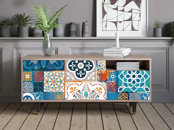 Mueble de TV – 125х56х41 cm – T7 – Moroccan Market, Latte