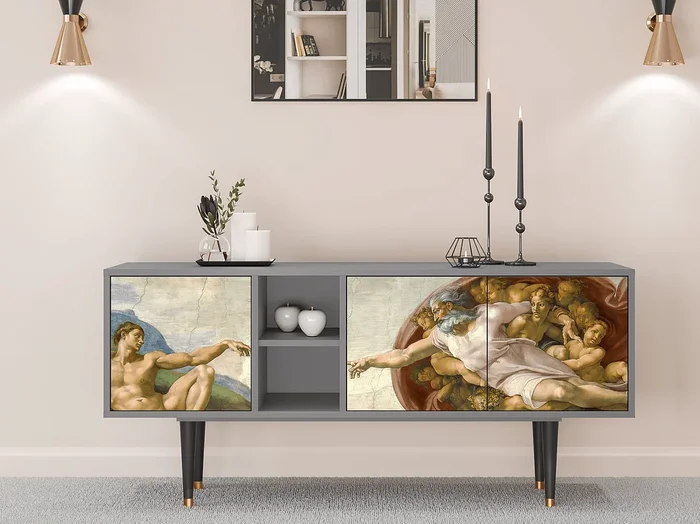 Mueble de TV – 150х69х41 cm – T5 – The Creation of Adam, Gris