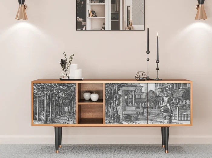 Mueble de TV – 150х69х41 cm – T5 – View of the Piazza, Nogal