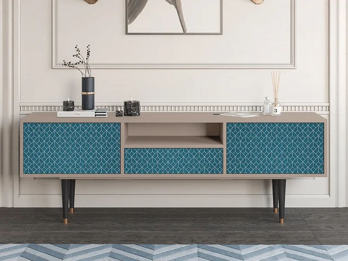 Mueble de TV – 170х59х41 cm – T6 – Turquoise Geometry, Latte