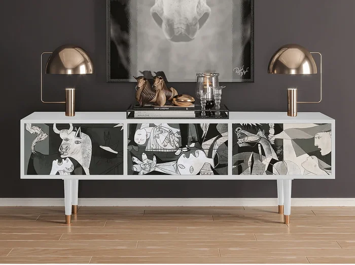 Mueble de TV – 170х59х48 cm – T4 – Guernica by Picasso, Blanco
