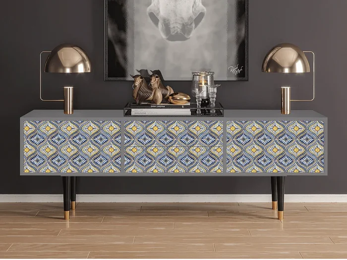Mueble de TV – 170х59х48 cm – T4 – Illusory Pattern, Gris