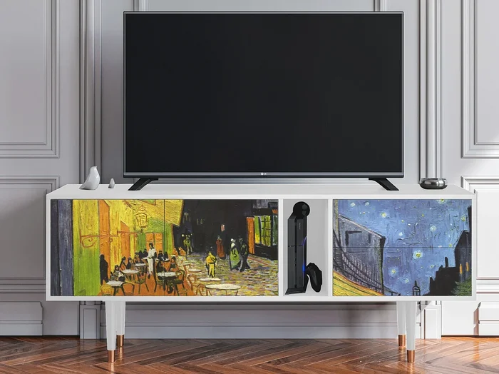 Mueble de TV – 170х69х48 cm – T1 – Café Terrace at Night, Blanco