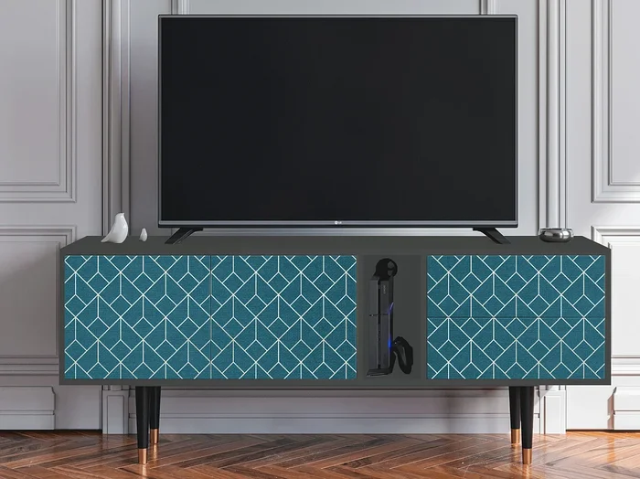 Mueble de TV – 170х69х48 cm – T1 – Turquoise Geometry, Antracita