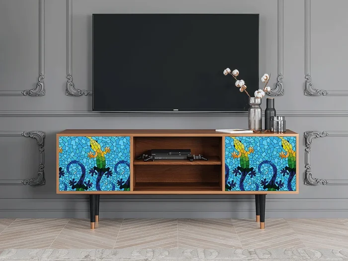 Mueble de TV – 170х69х48 cm – T2 – Gaudi‘s Lizard, Nogal