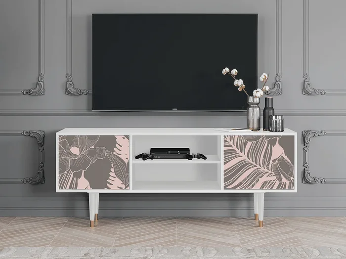 Mueble de TV – 170х69х48 cm – T2 – Issabelline Flower, Blanco