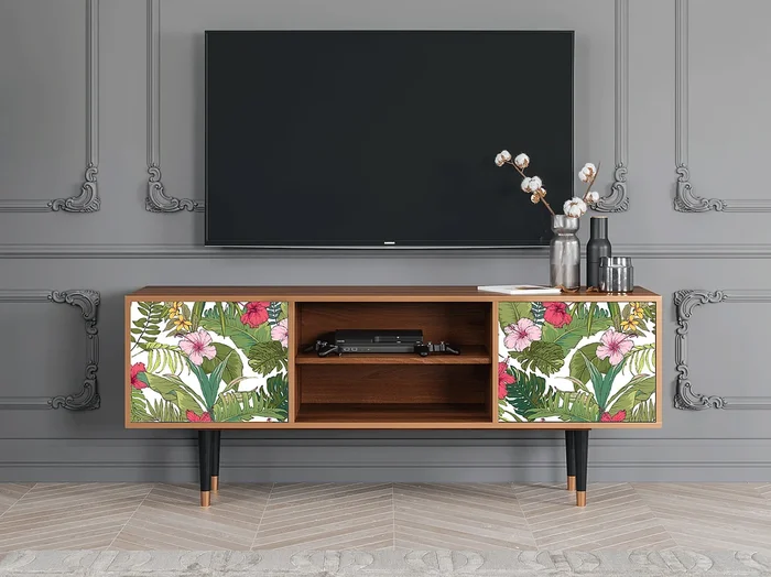 Mueble de TV – 170х69х48 cm – T2 – Verdant Tropics, Nogal