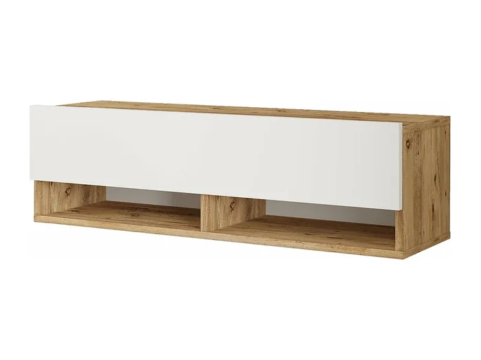 Mueble de TV con puerta 295 x 100 x 315 cm efecto roble rústico / blanco 03_0007780