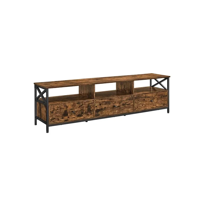 Mueble de TV de hasta 80 Pulgadas 40 x 178 x 50 cm Marrón Rústico y Negro-VASAGLE