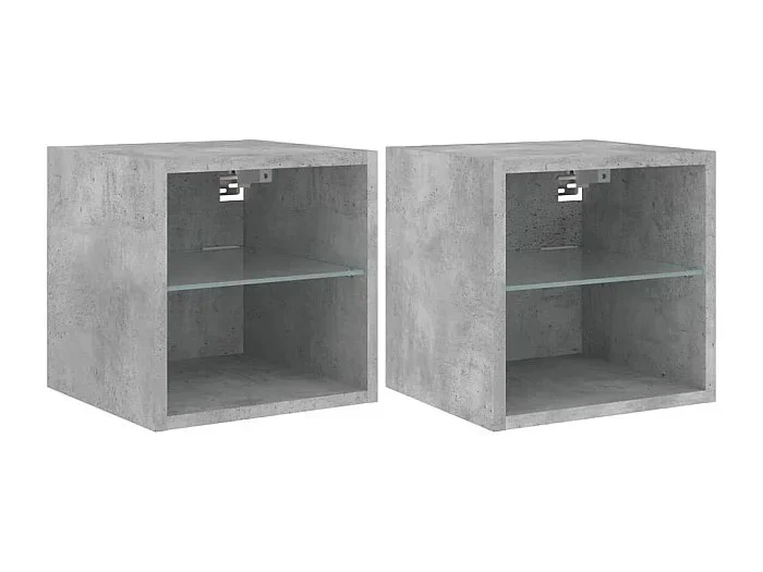 Mueble de TV de pared estante multimedia aparador de televisión TV comedor salón dormitorio y luces LED 2 piezas 30 x 28,5 x 30 cm gris 02_0029125