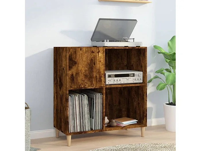 Mueble discos madera contrachapada roble ahumado 84,5x38x89 cm ES922942