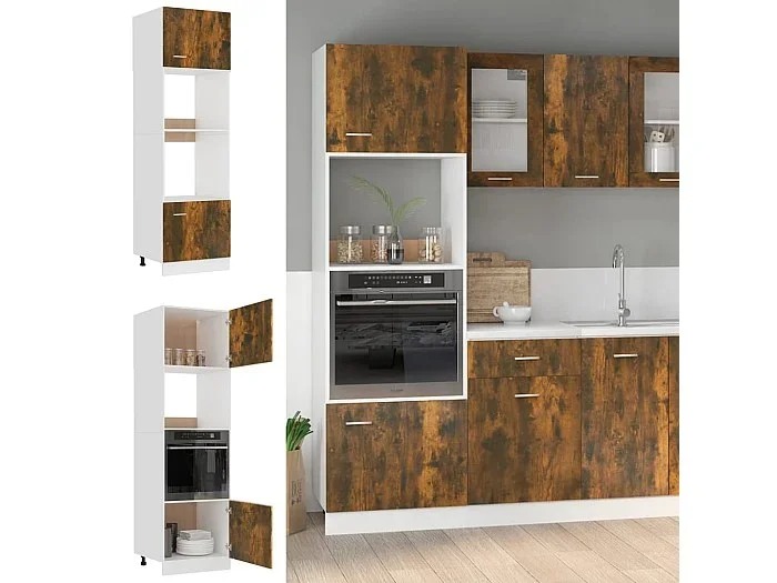 Mueble microondas Roble ahumado 60x57x207 cm Madera contrachapada
