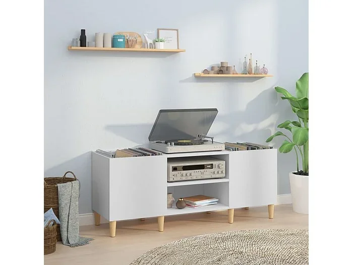 Mueble para discos madera contrachapada blanco 121x38x48 cm ES305981