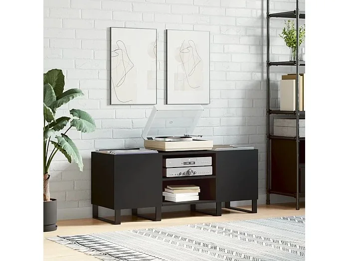 Mueble para discos madera contrachapada negro 121x38x48 cm ES743909