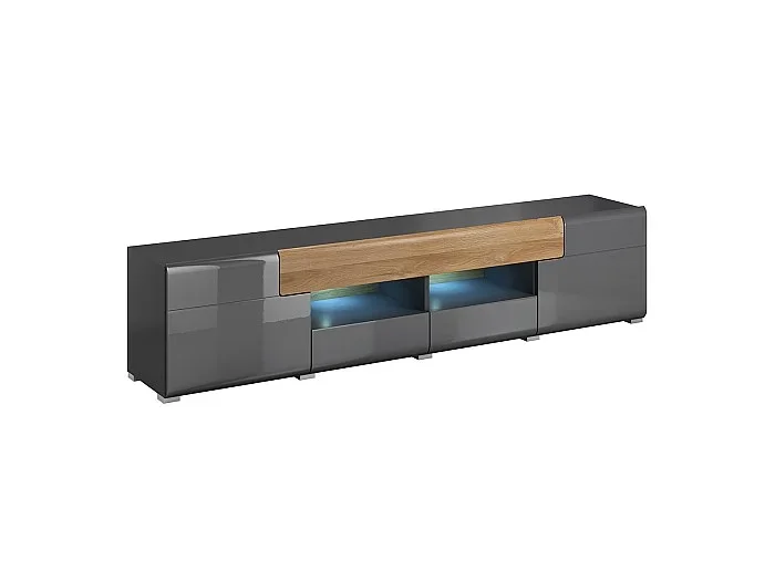 Mueble TV 2 puertas 2 cajones 208 cm Jules Gris y Madera