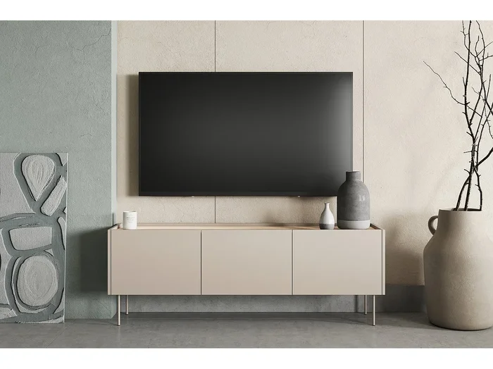 Mueble TV 3 puertas con pie metálico 170×60 cm